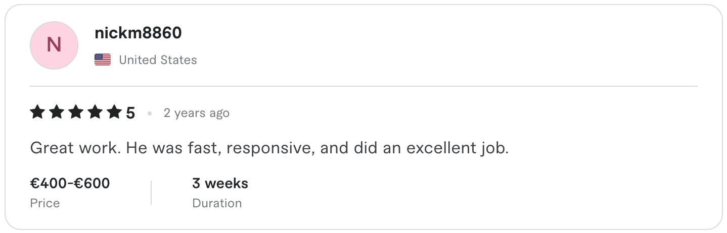 Verified Fiverr repeat client review