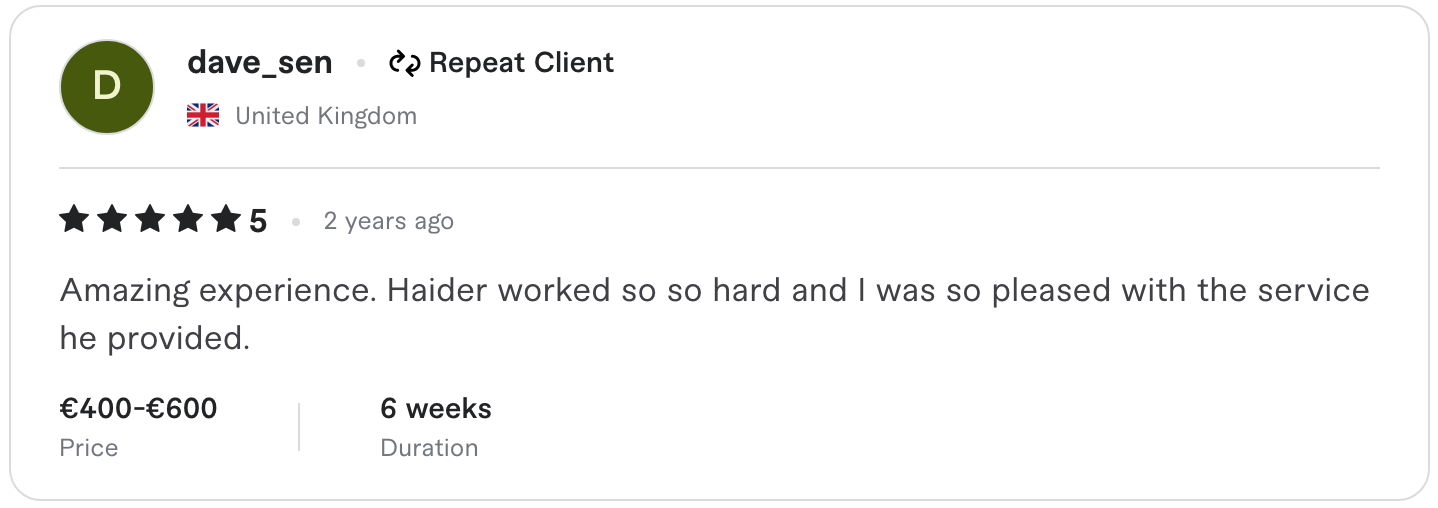 Verified Fiverr review